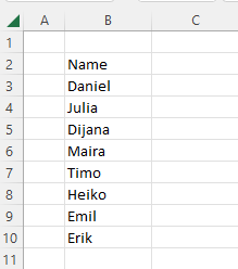 Tabelle mit Namen