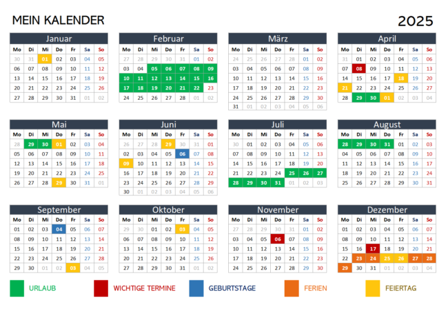 Terminplaner Jahreskalender 2025