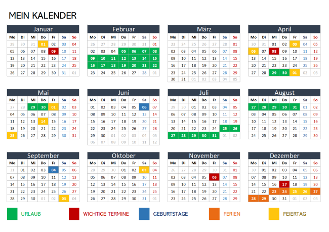 Terminplaner Jahreskalender