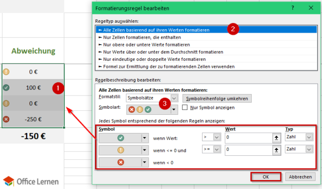 Werte formatieren mit Symbolsätzen