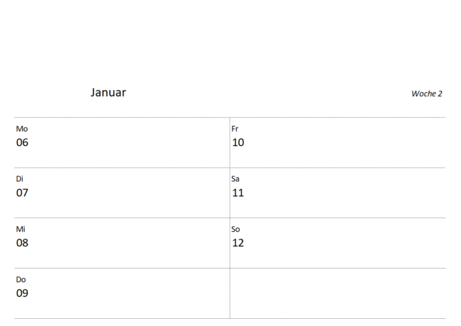 Wochenkalender 2025