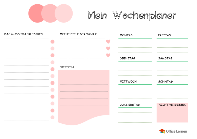 Word: Kostenlose Wochenplaner Vorlagen - Office-Lernen.com