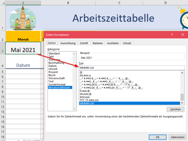 Zellen formatieren