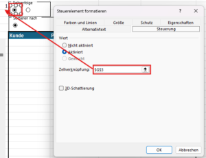 Zellverknüpfung Options-Steuerelement